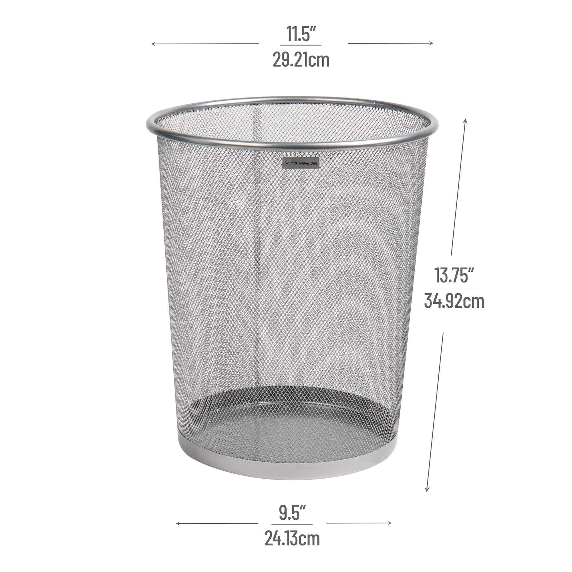 Mind Reader 2 Piece Garbage Round Metal Mesh Waste Basket Recycling Bin